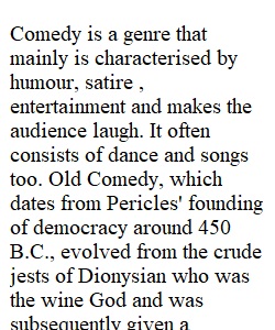 Essay-Greek "Old Comedy", "New Comedy" and Contemporary American Comedy
